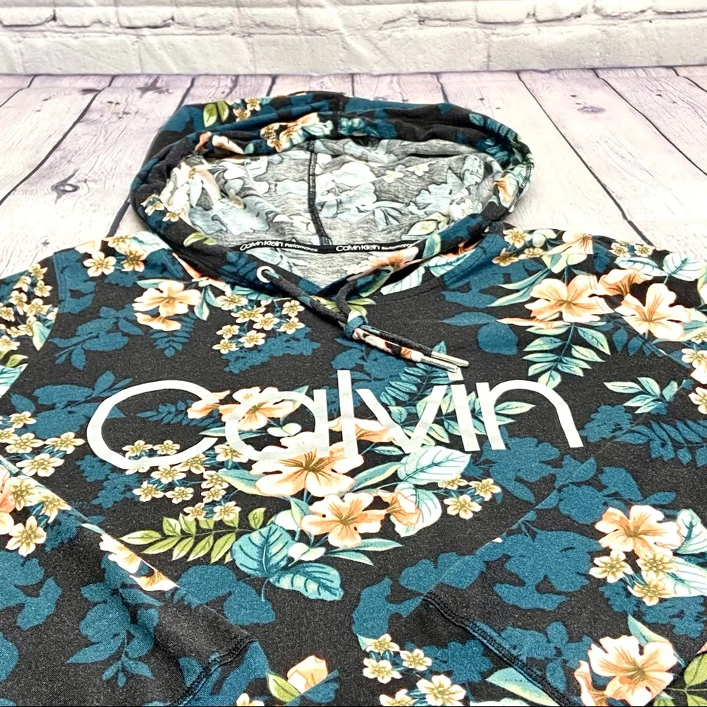 CALVIN KLEIN Performance Black Floral Hoodie - Picture 2 of 9